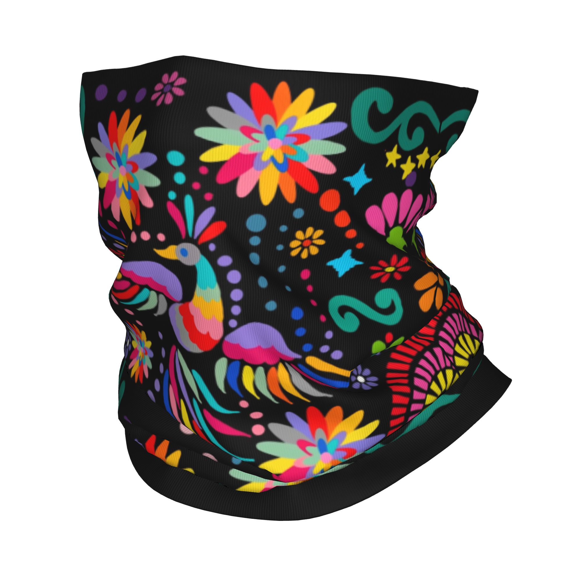 Neck Gaiter Fleece - Aangepaste Mexicaanse bloemen bloem textiel bandana