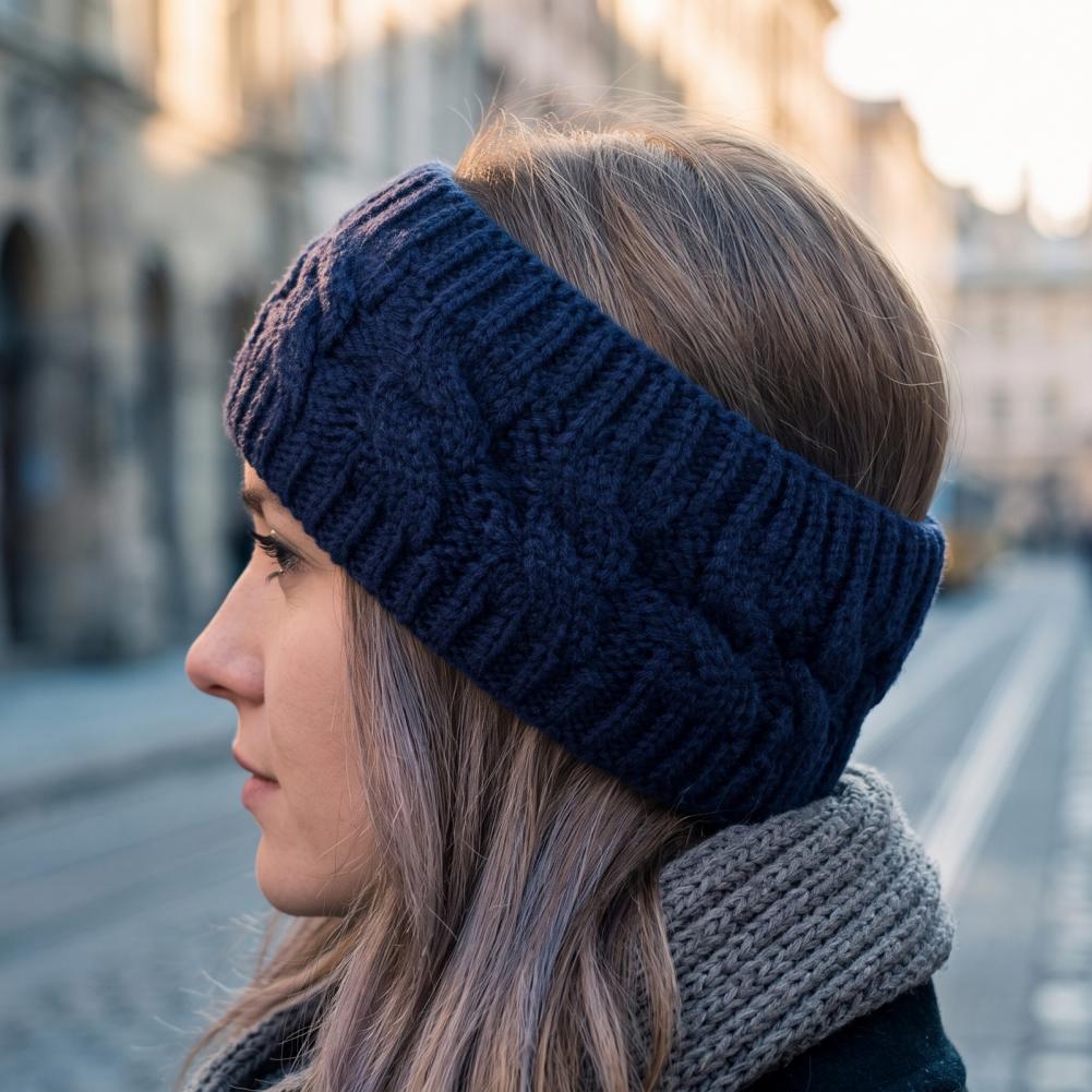 Fleece Ear Warmer Band - Wintergebreide hoofdband voor dames, zacht fleece