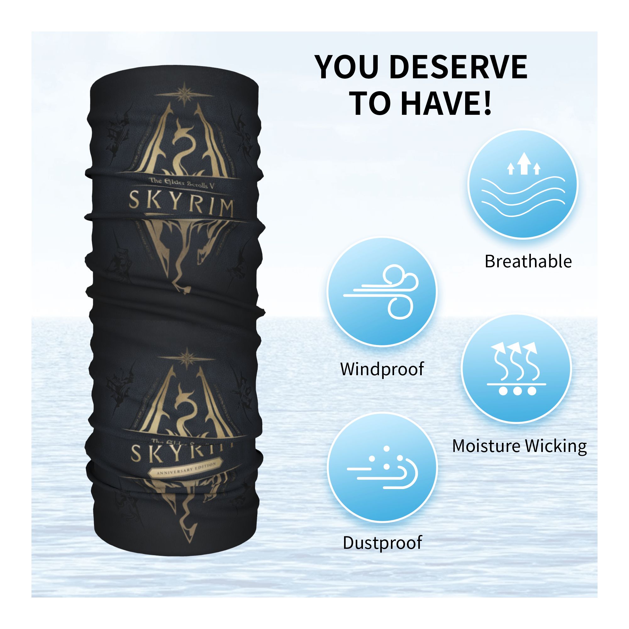Aangepaste Skyrim Logo Bandana - Neck Gaiter Fleece recensie en prijs